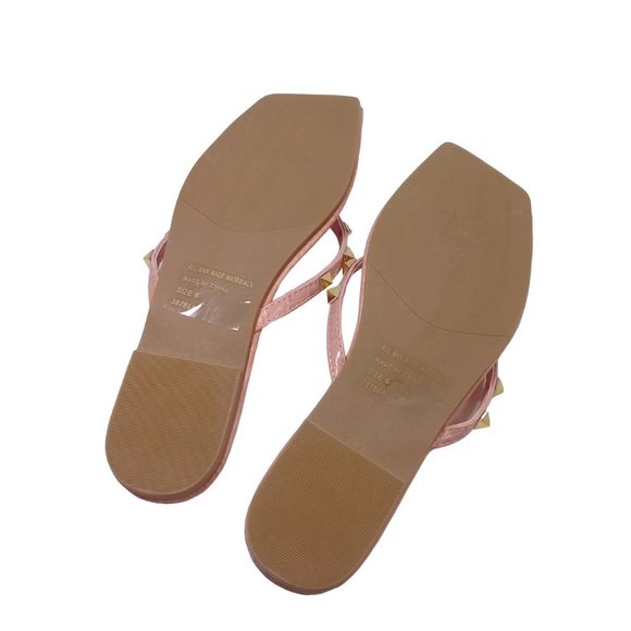 Charlotte Womens NEW Pink Crocodile Gold Studded Jelly Flip Flop Thong Sandals 6 - Picture 10 of 12
